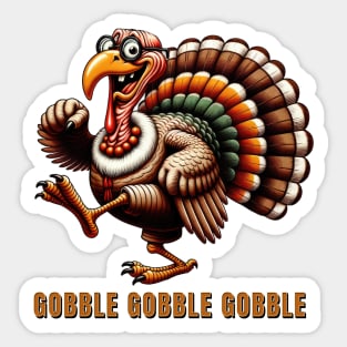Thanksgiving Turkey Gobble Vintage Design Sticker